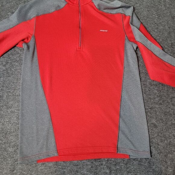 Patagonia Capilene3 Midweight Jacket Mens Adult Size S Red Gray Quater Zip - Picture 3 of 8